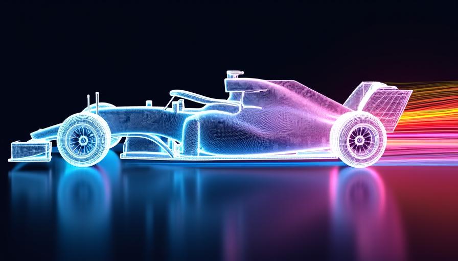 Visualizzazione digitale CFD di un'auto da corsa Nebula Velocity