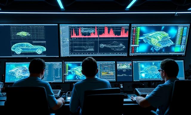 Monitor con grafici di telemetria complessi
