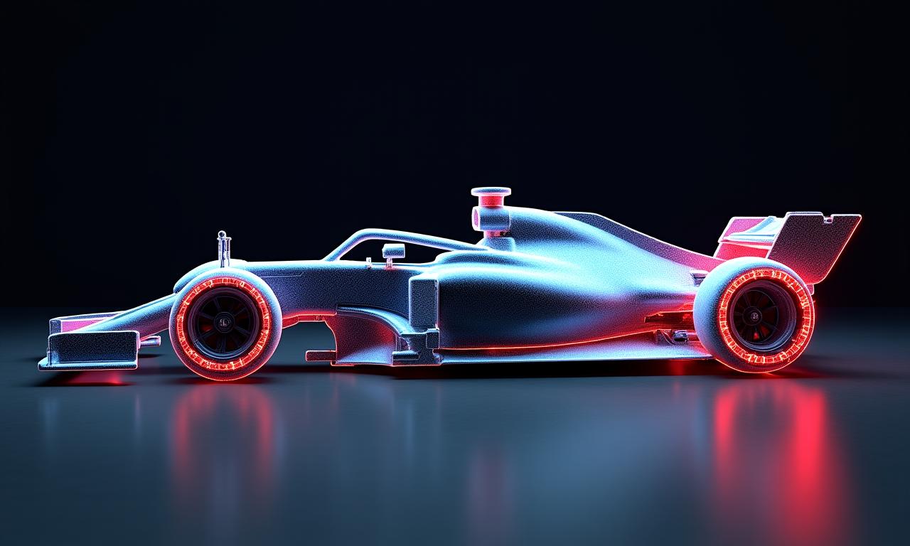 Render tecnico ingegneristico di una vettura da corsa