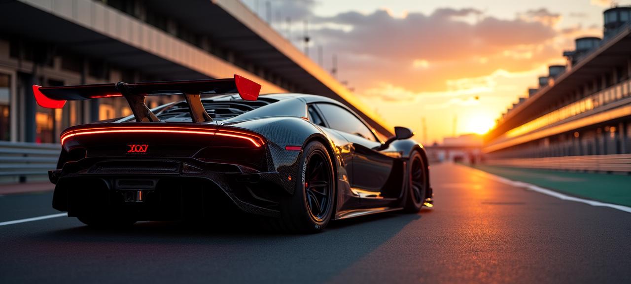 Auto sportiva nel paddock pronta per la pista