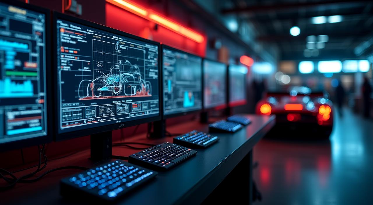 Analisi telemetrica avanzata su schermo di ingegneria in garage racing